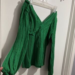 Green V-Neck Women's Sweater